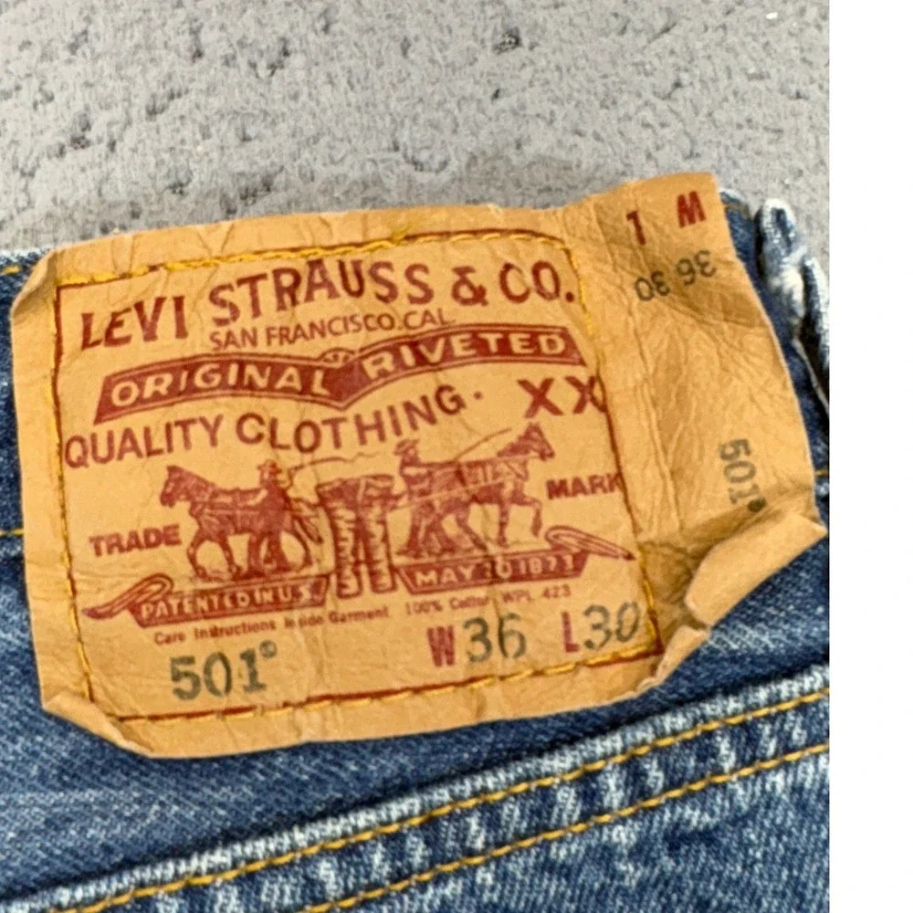 Levis 501 Jeans Mens 36x29 Blue Straight Leg Button Fly Denim Stonewash Original